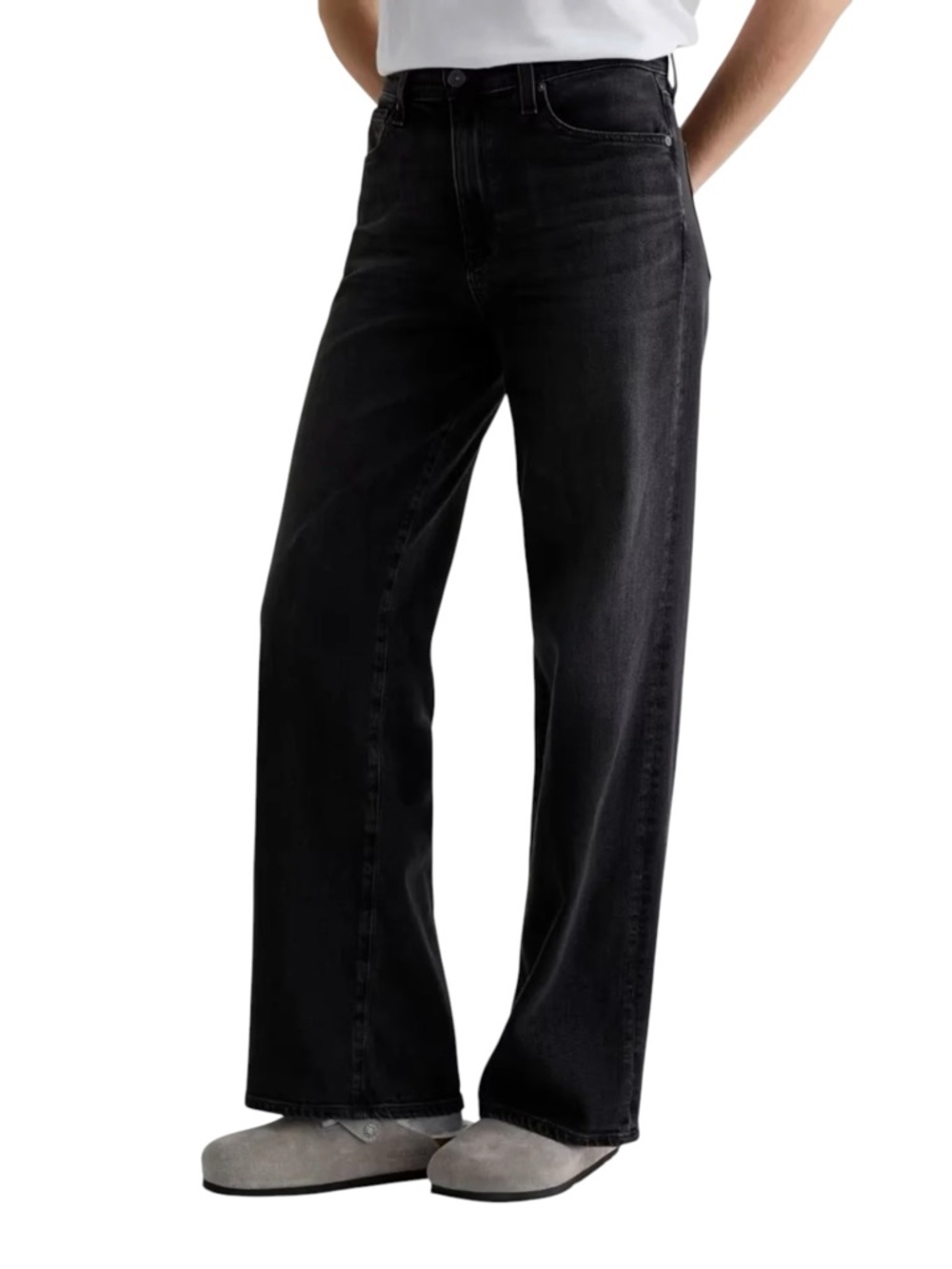 AG Jeans Kora High Rise Wide Leg Black Denim Nebula Wash‎ Women’s 28